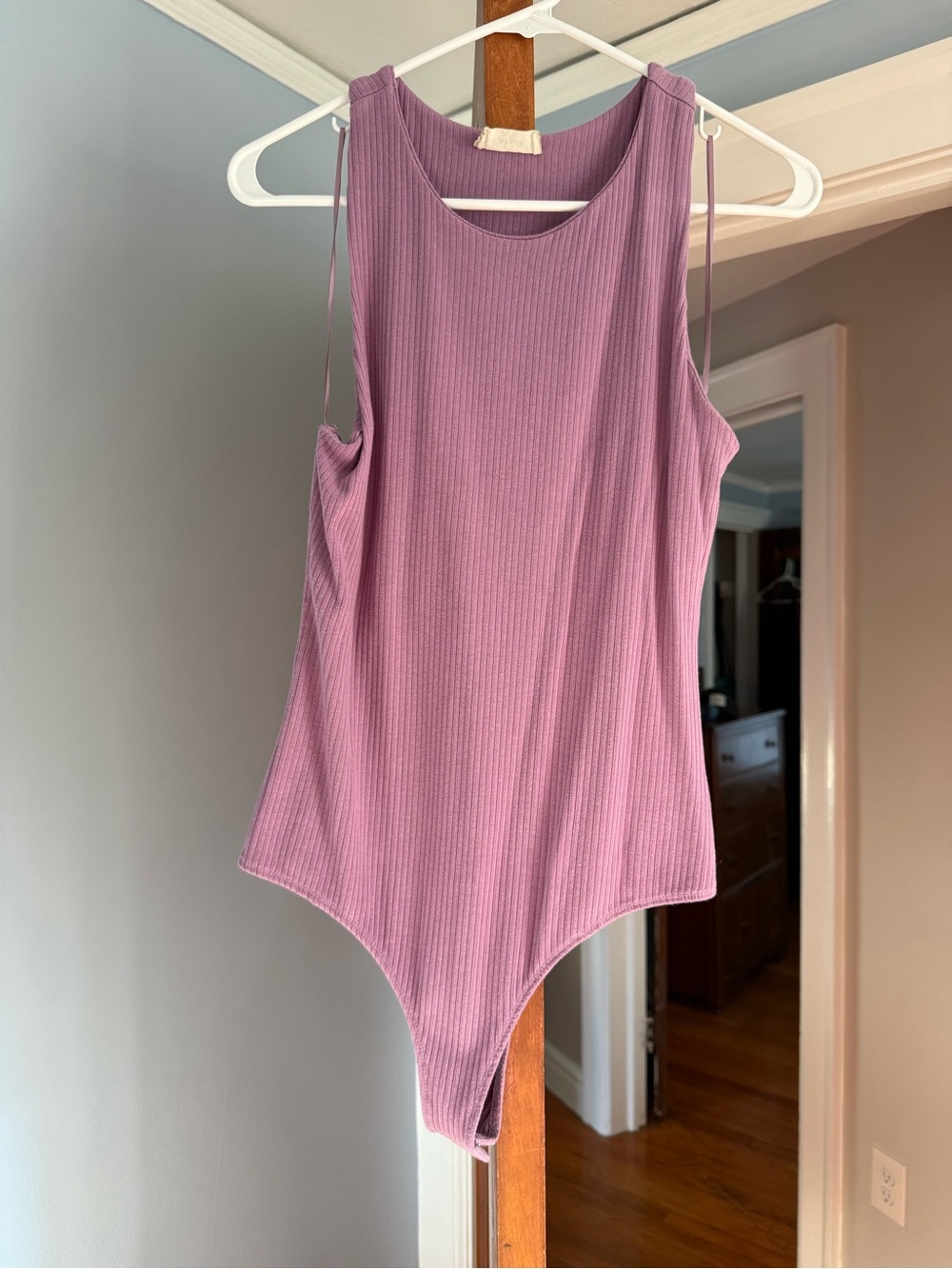 Altar'd State Ribbed Bandeau Bodysuit - Mauve Pink